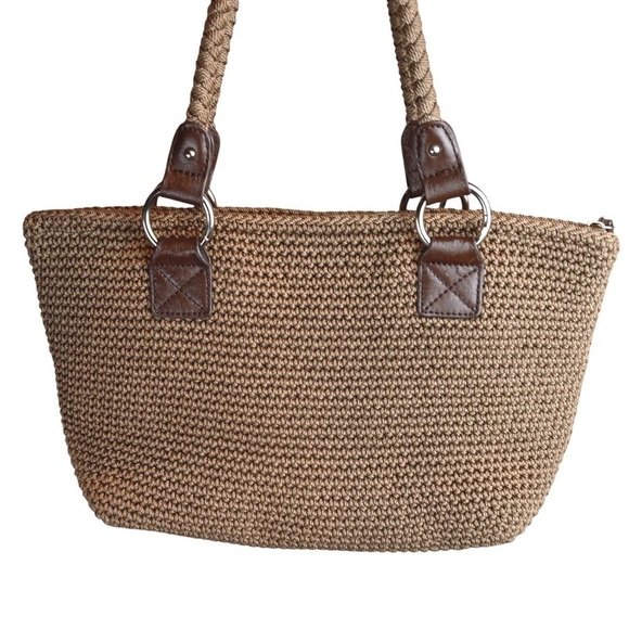 The Sak Handbags - The Sak LINA Knit Shoulder Bag, Braided Handle - Taupe Color